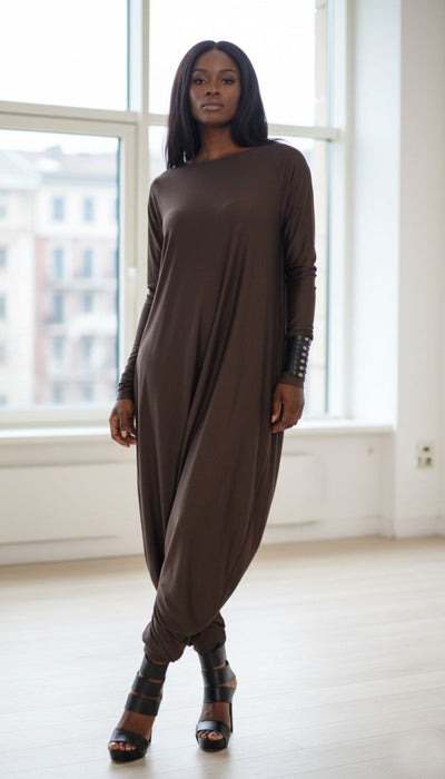 Brown Harem Jumpsuit Marla - EUG Fashion EugFashion 