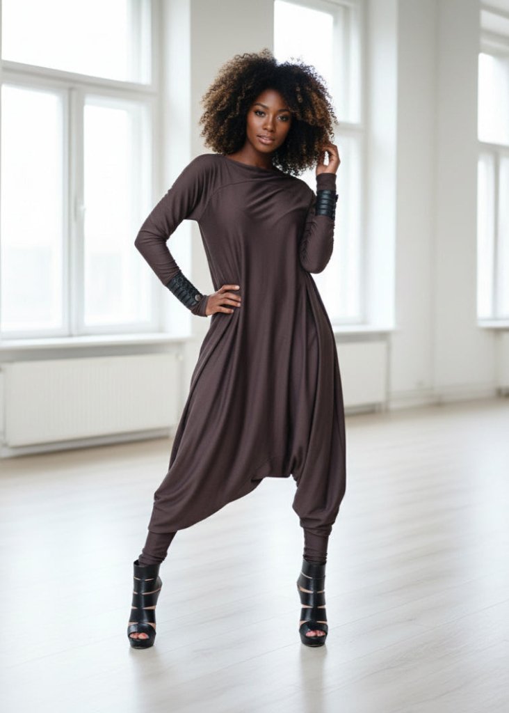 Brown Harem Jumpsuit Marla - EUG Fashion