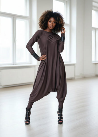 Brown Harem Jumpsuit Marla - EUG Fashion EugFashion 