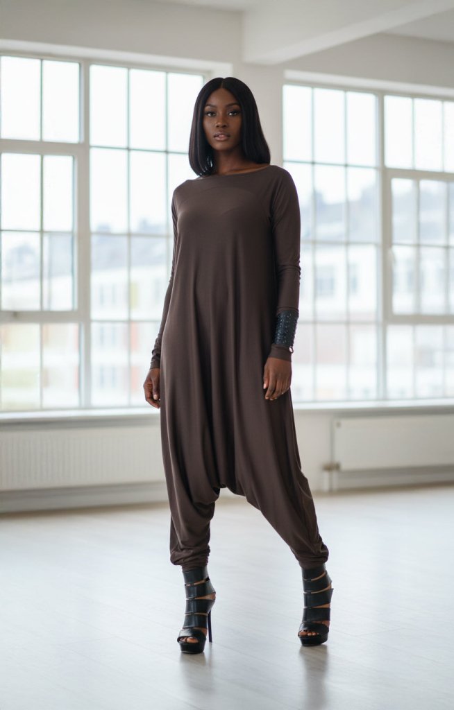 Brown Harem Jumpsuit Marla - EUG Fashion EugFashion 