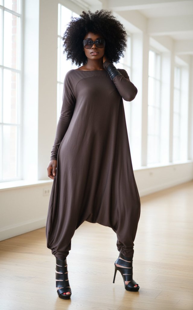 Brown Harem Jumpsuit Marla - EUG Fashion