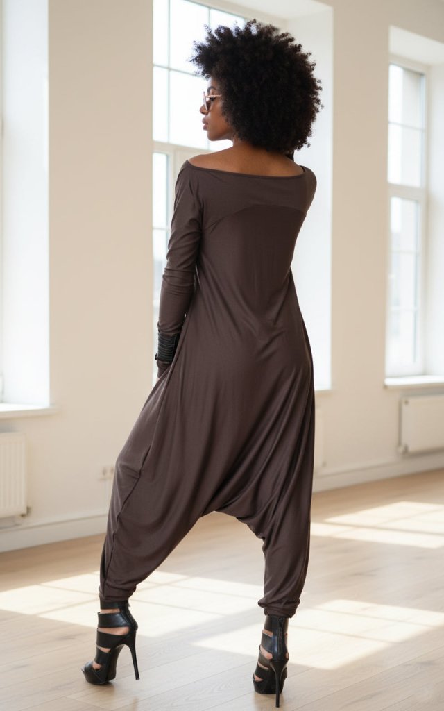 Brown Harem Jumpsuit Marla - EUG Fashion