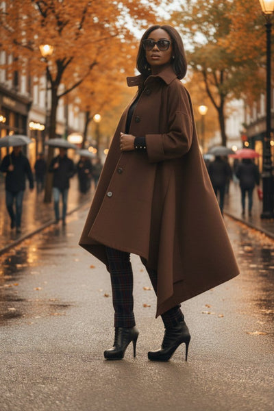 Brown Women Maxi Coat FEDERICA - EUG Fashion EugFashion 
