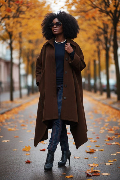 Brown Women Maxi Coat FEDERICA - EUG Fashion EugFashion 