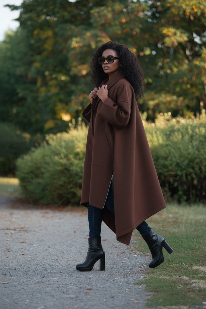 Brown Women Maxi Coat FEDERICA - EUG Fashion EugFashion 