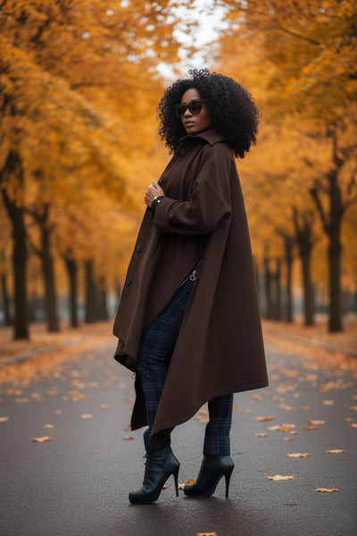 Brown Women Maxi Coat FEDERICA - EUG Fashion EugFashion 