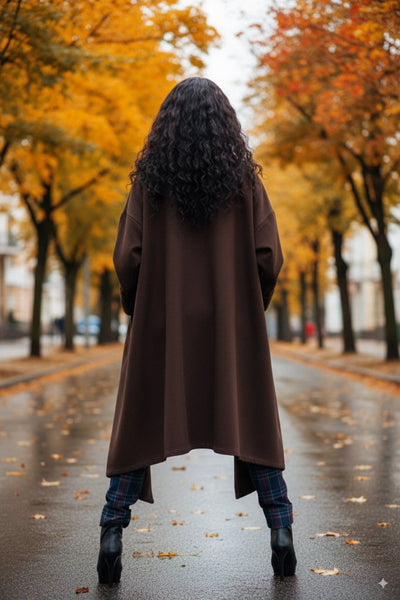 Brown Women Maxi Coat FEDERICA - EUG Fashion EugFashion 