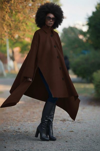 Brown Women Maxi Coat FEDERICA - EUG Fashion EugFashion 