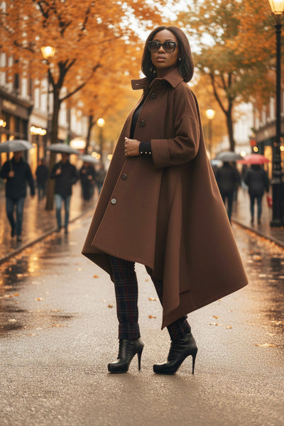 Brown Women Maxi Coat FEDERICA EugFashion 