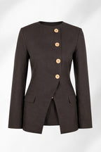 linen outfit jacket and pants EUG fashion #brown