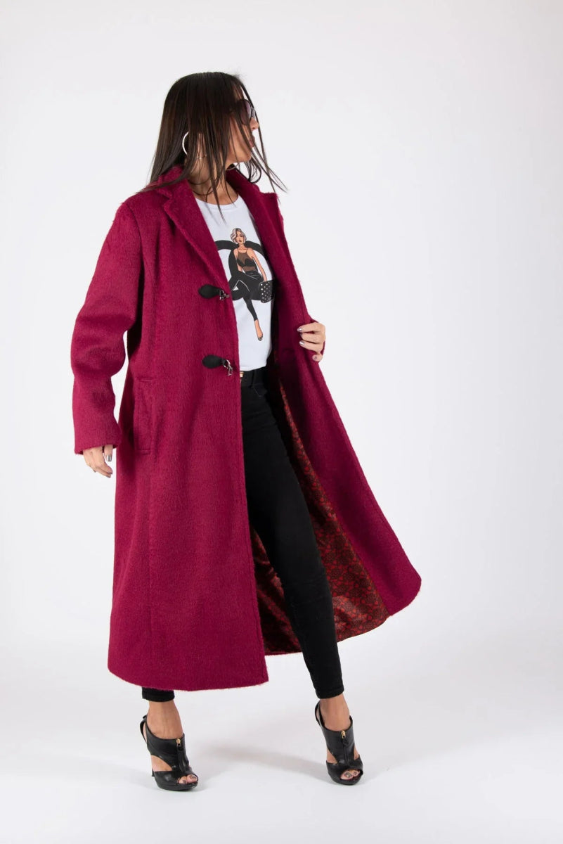 Burgundy Winter Fur Coat ERIN SALE - EUG Fashion EugFashion 