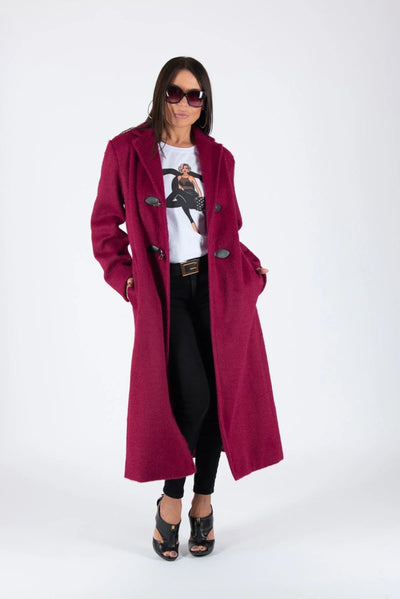 Burgundy Winter Fur Coat ERIN SALE - EUG Fashion EugFashion 