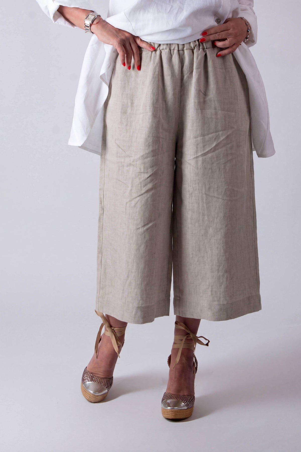 Natural linen capri pants Capri — EUG Fashion #natural
