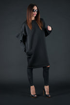 Black neoprene knee-length dress Ester - EUG Fashion #black
