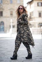 Camouflage hoodie and jumpsuit set - long hooded sweatshirt and matching jumpsuit, Kamila | EUG Fashion #camouflage
