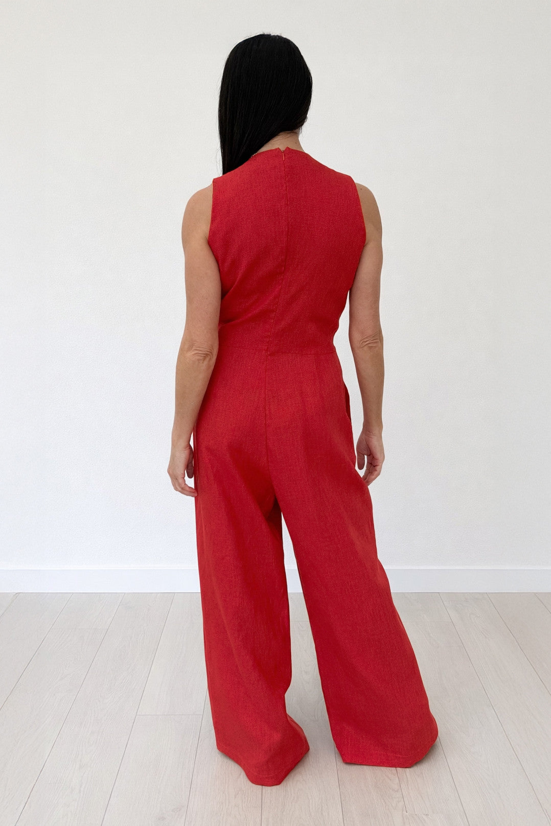 Linen wrap jumpsuit - Eug fashion #red