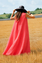 Linen sleeveless dress #coral