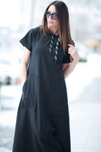 Black long dress a line #black
