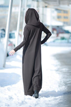 hooded cotton jumpsuit #dark-brown