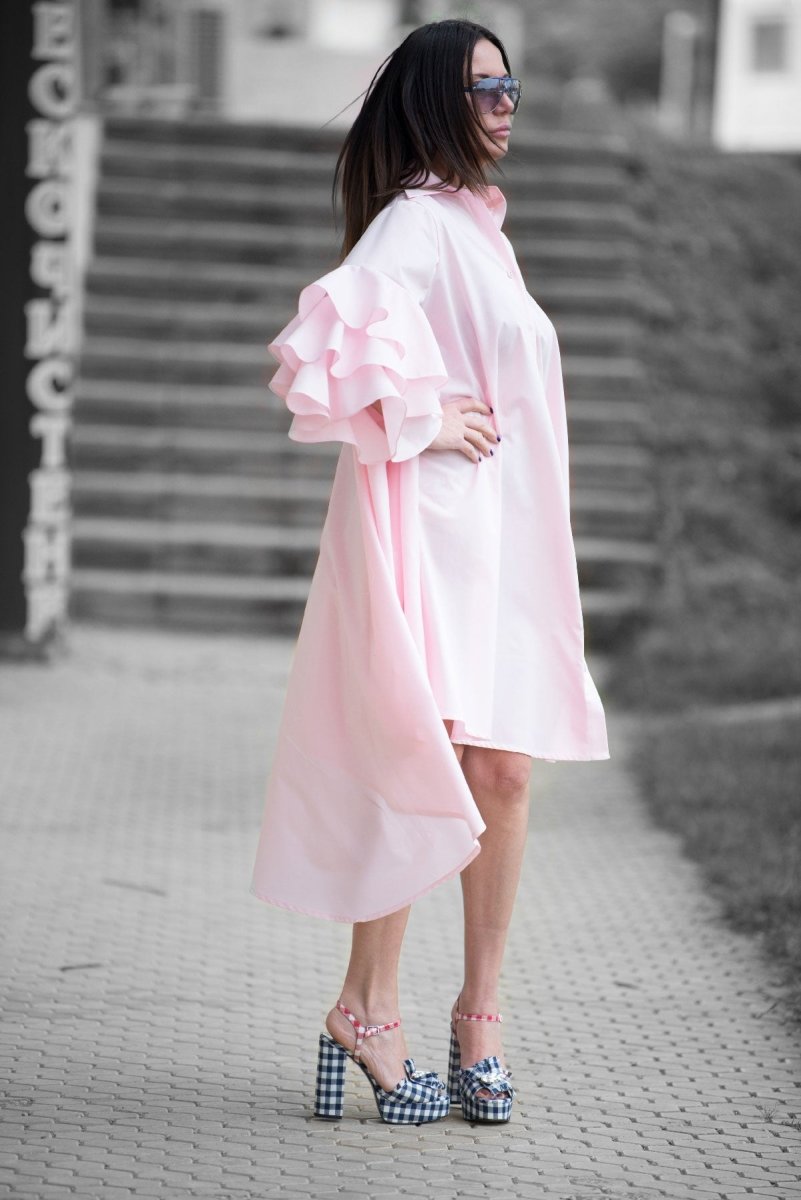 Cotton Pink Dress KAMI - EUG Fashion EugFashion 