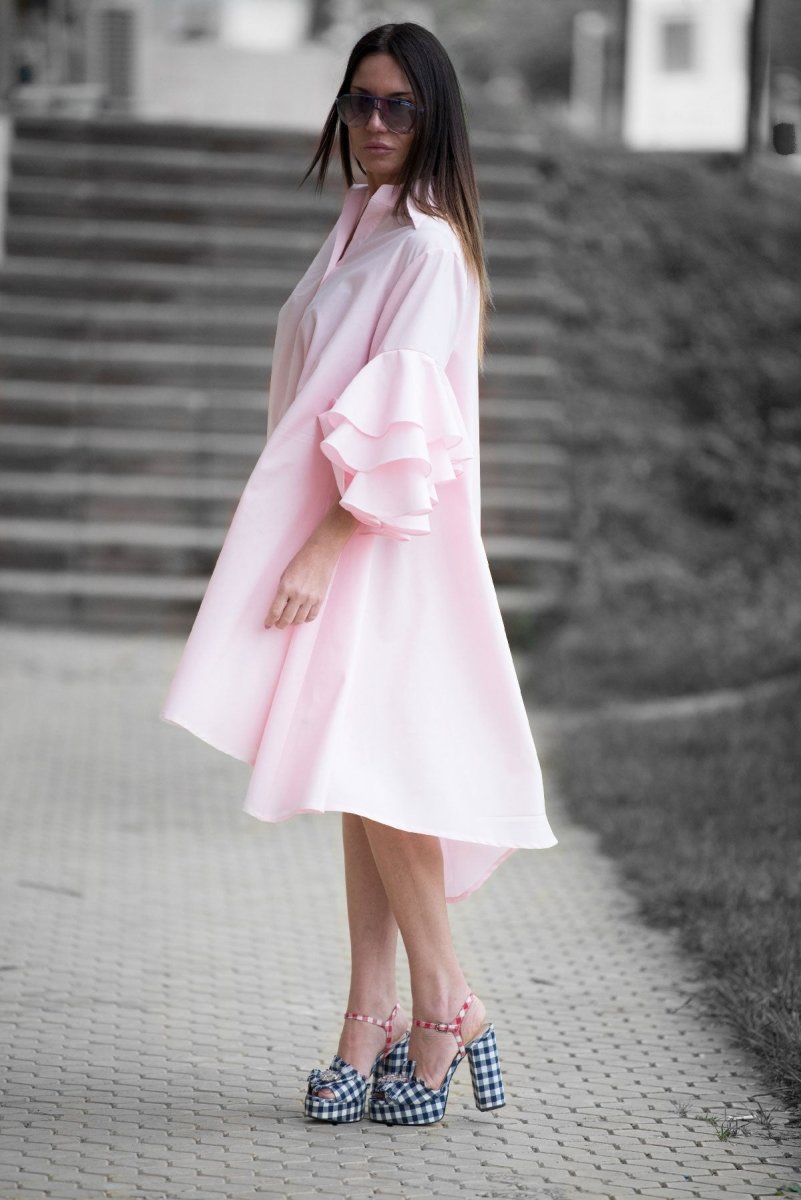 Cotton Pink Dress KAMI - EUG Fashion