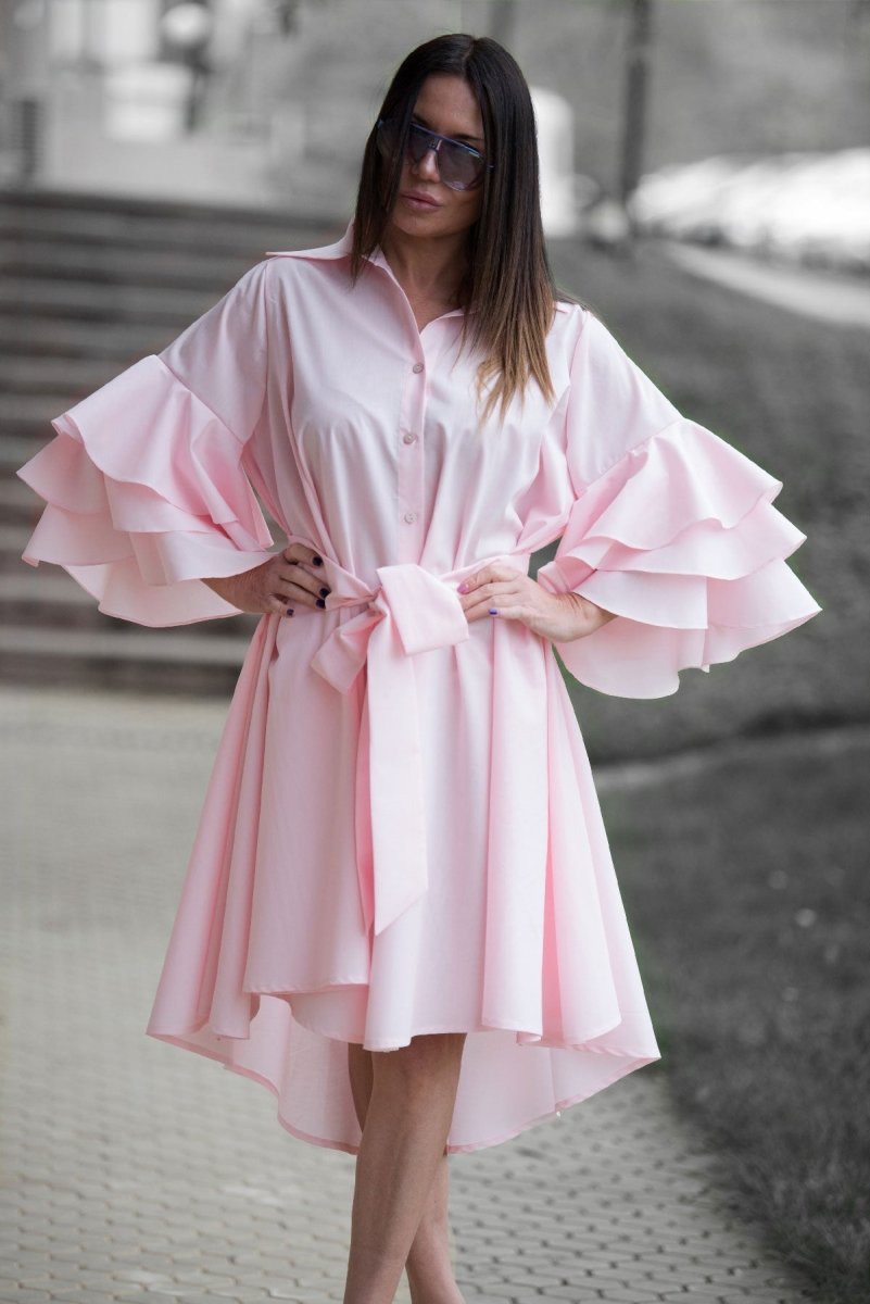 Cotton Pink Dress KAMI - EUG Fashion