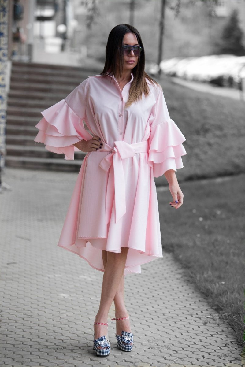 Cotton Pink Dress KAMI - EUG Fashion EugFashion 