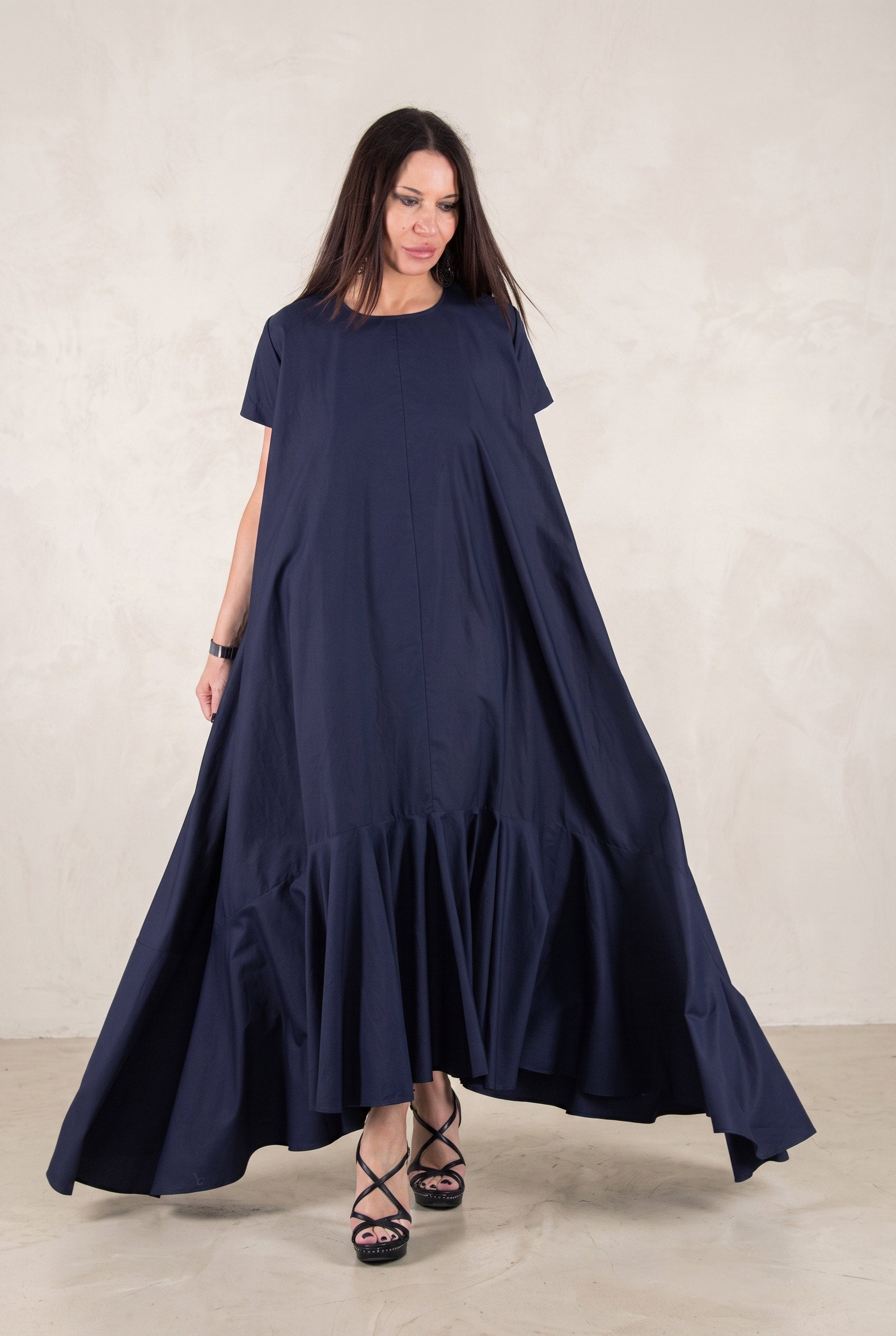elegant a line dress - #dark-blue