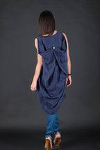 Dark blue Linen Asymmetric Tunic Judy - EUG Fashion