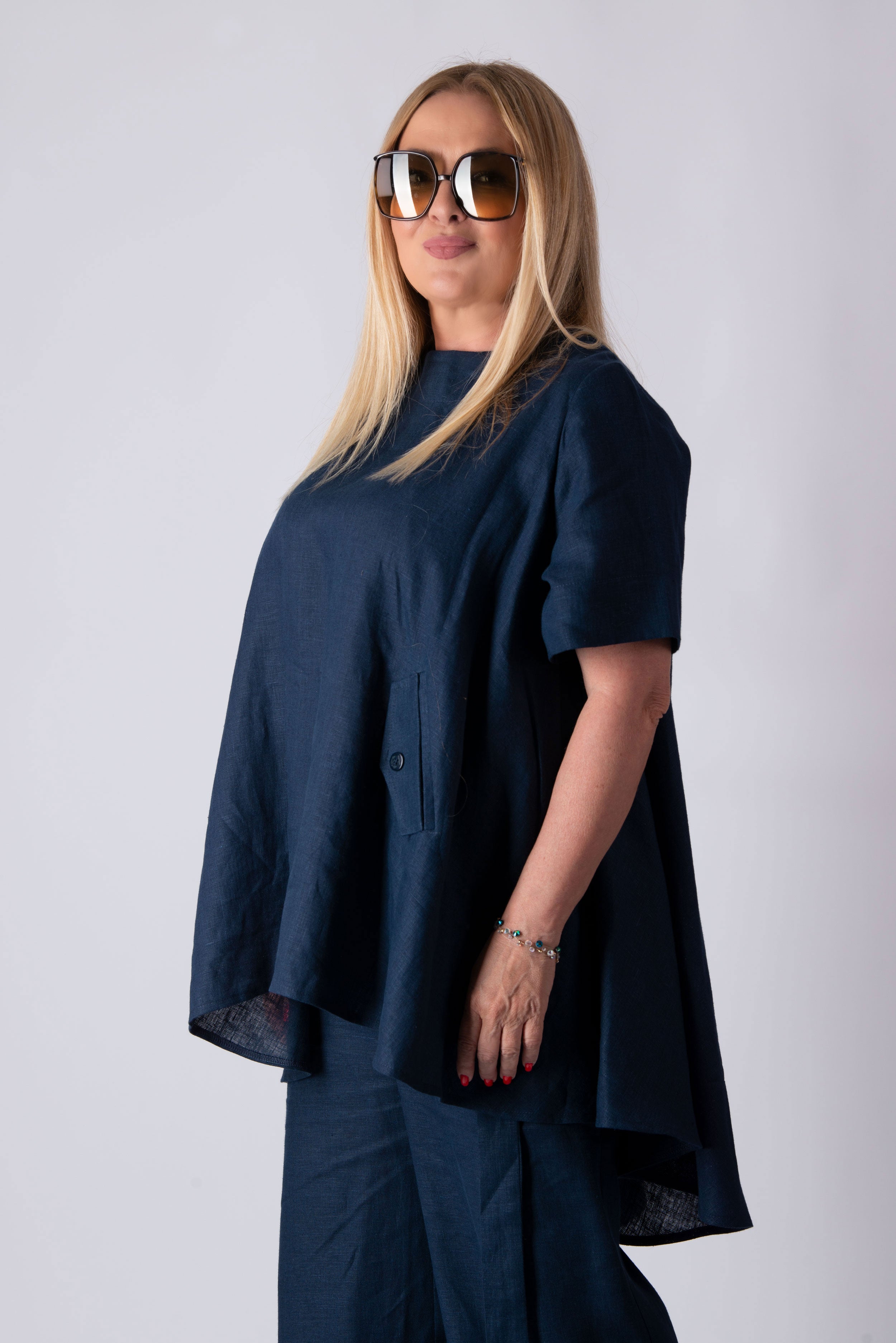 linen a line top nikiti - EUG fashion #dark-blue