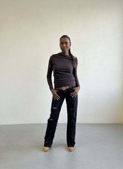 Dark Brown Top SENA - EUG Fashion EugFashion 