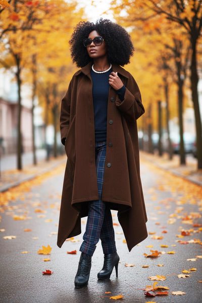 Brown Women Maxi Coat FEDERICA EugFashion 