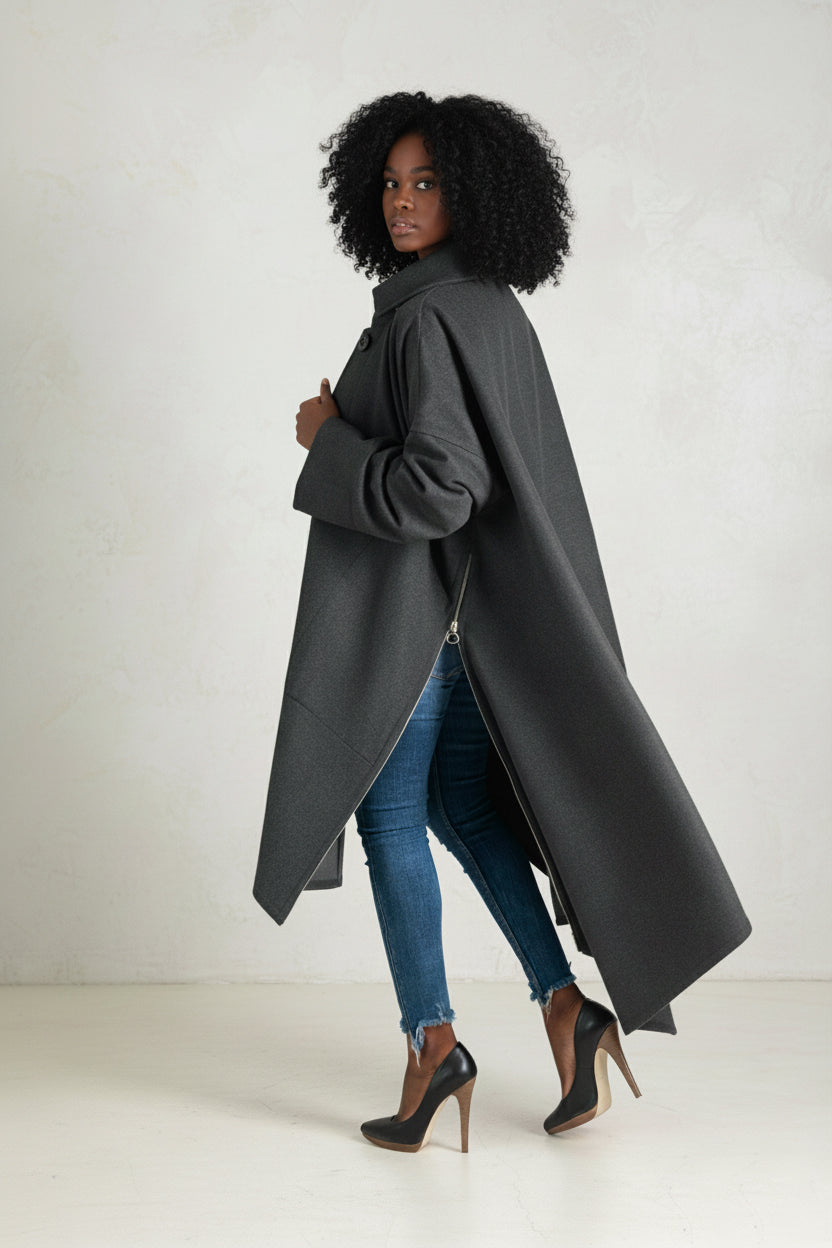 Grey Wool Women Coat FEDERICA EugFashion 