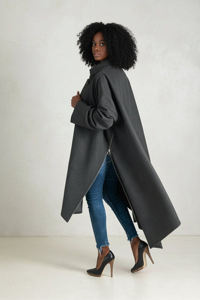 Grey Wool Women Coat FEDERICA EugFashion 