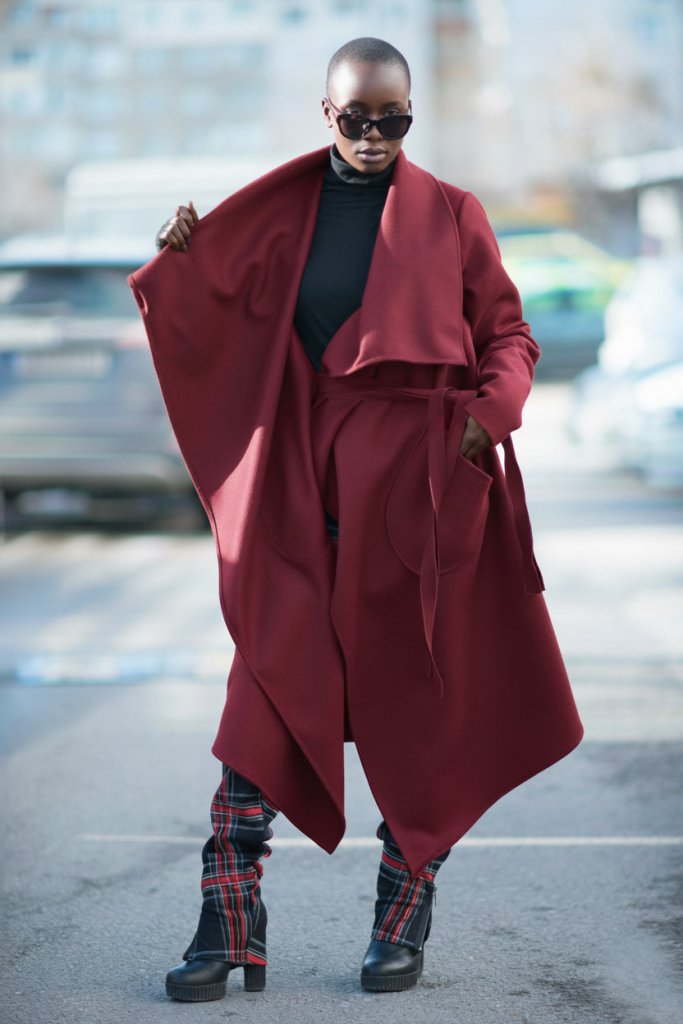 Dark Red Coat VICTORIA - EUG Fashion