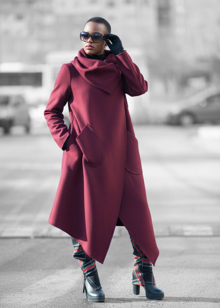 Dark Red Coat VICTORIA - EUG Fashion