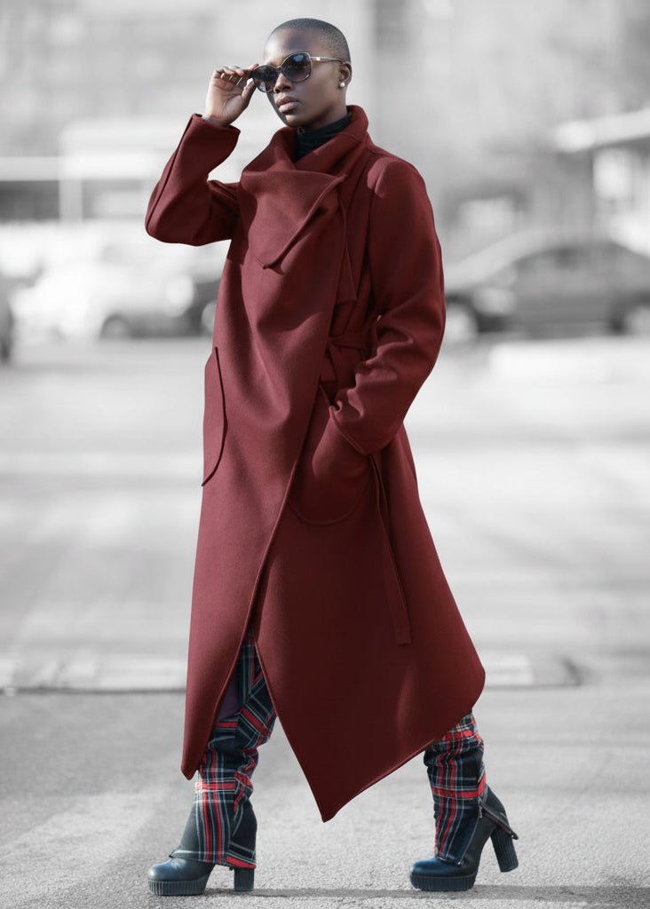 Dark Red Coat VICTORIA - EUG Fashion