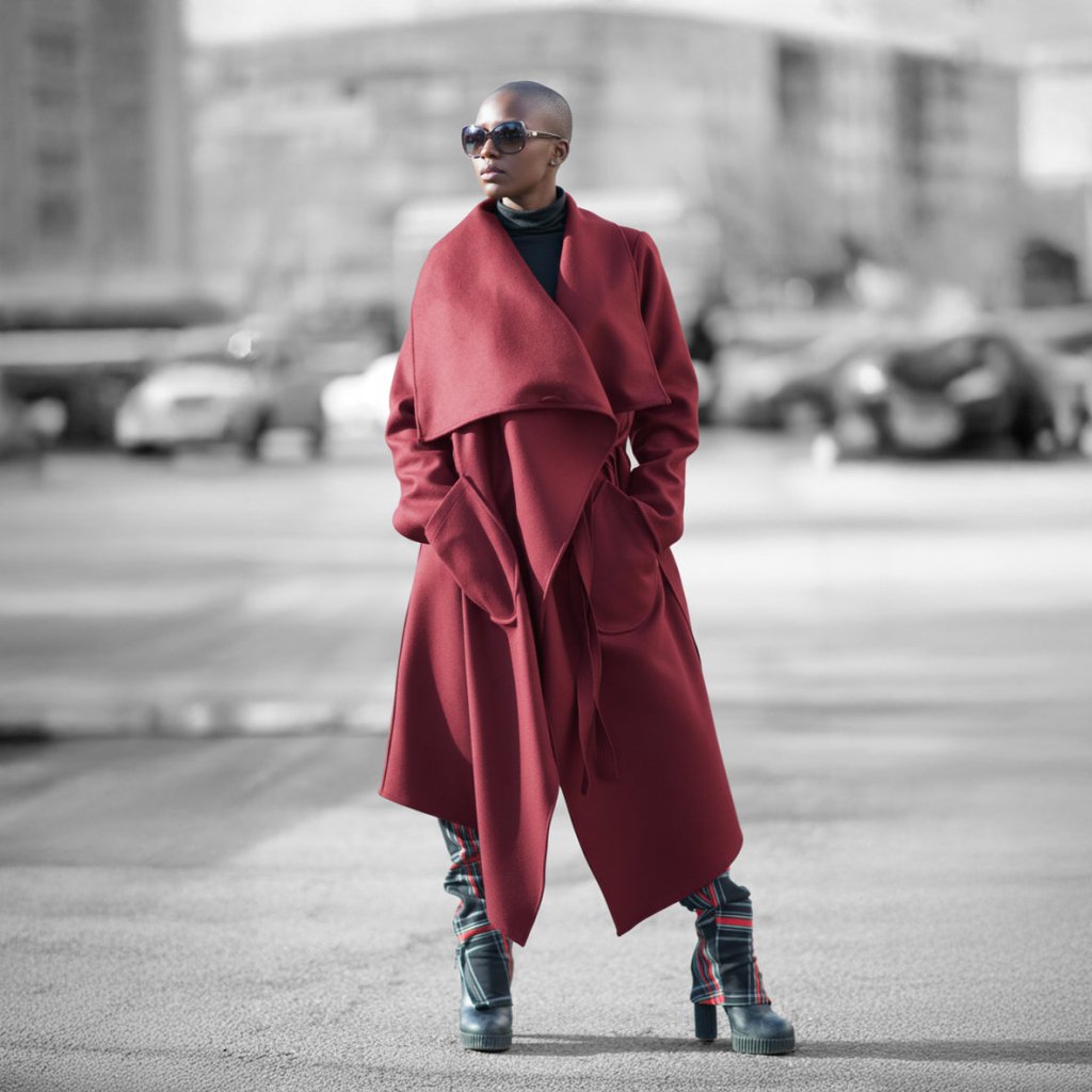 Dark Red Coat VICTORIA - EUG Fashion
