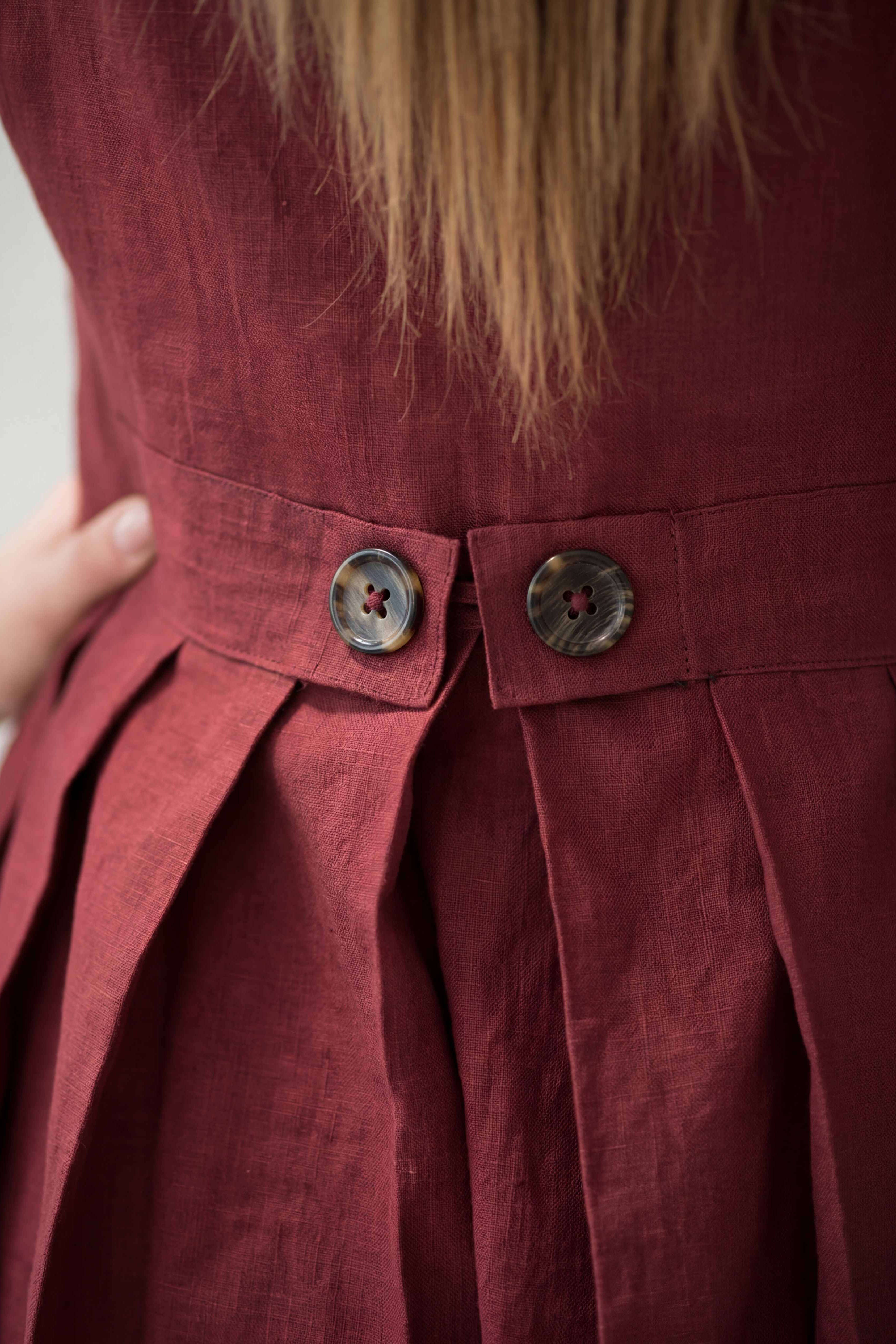 long-linen-dark-red-dress EUG fashion #dark-red