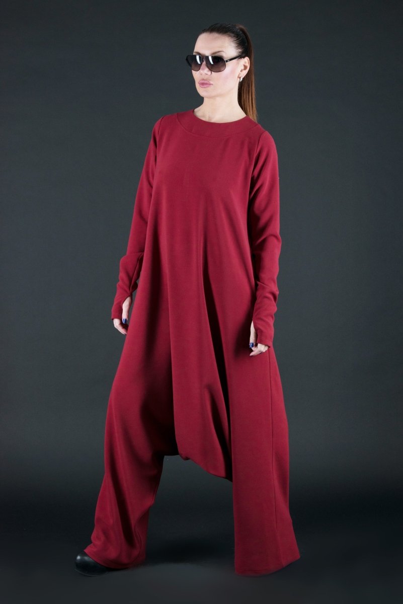 Dark Red Harem Jumpsuit ERNA - EUG Fashion EugFashion 