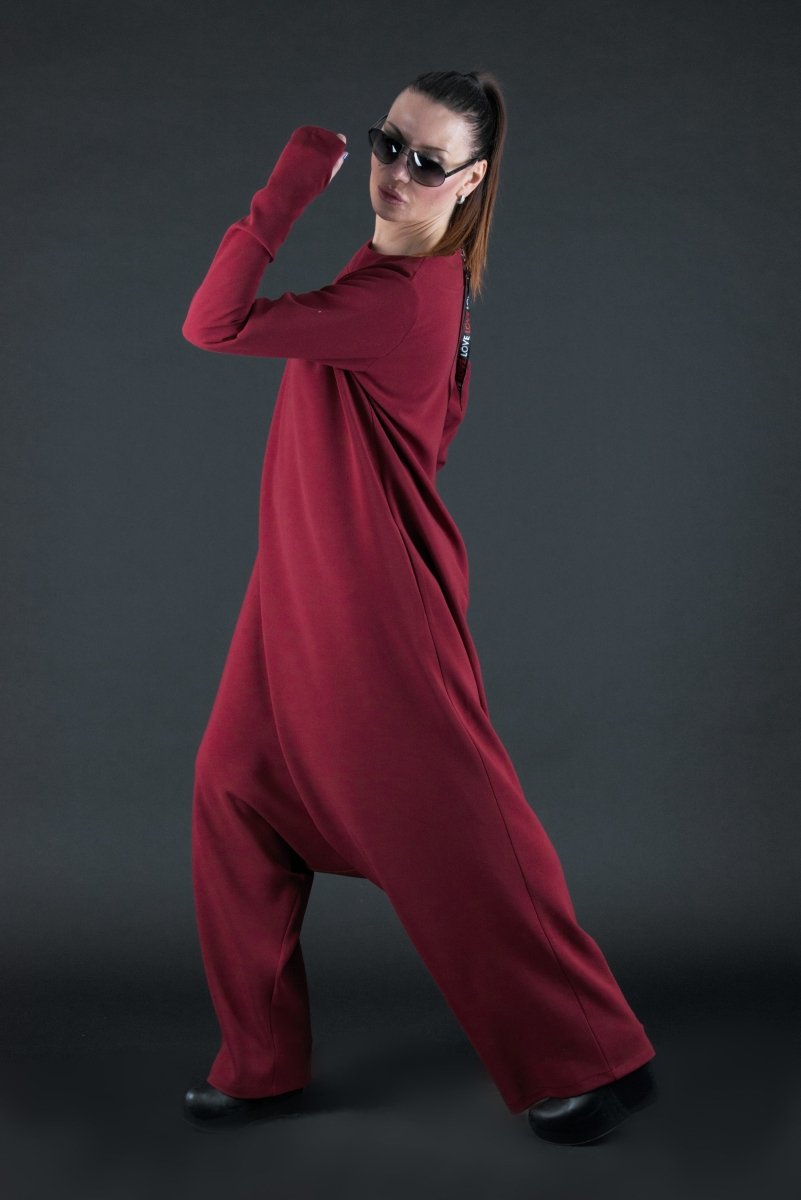 Dark Red Harem Jumpsuit ERNA - EUG Fashion EugFashion 