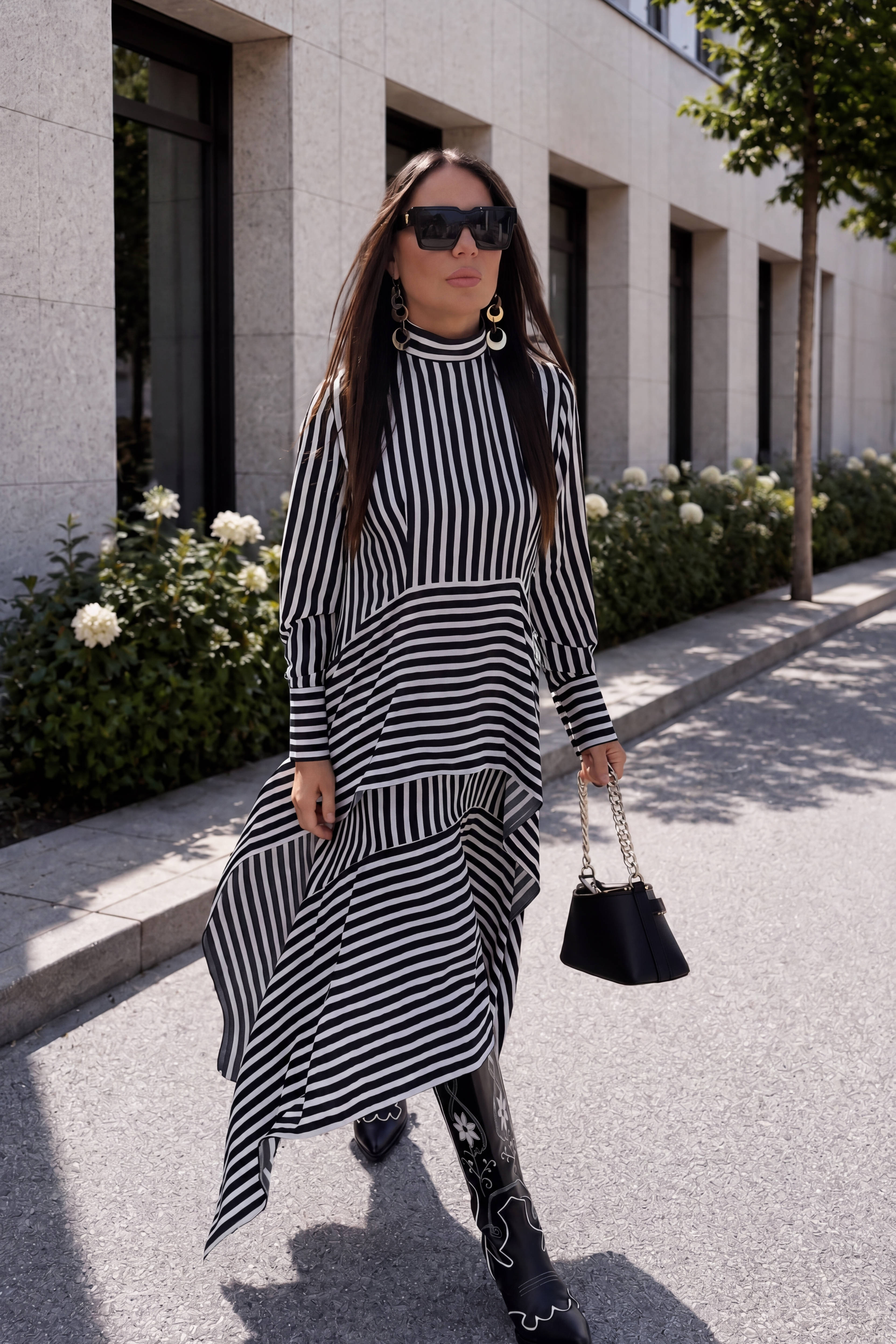 Striped layered ruffle dress Doa - EUG Fashion