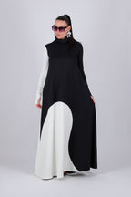 Black and white A-line punto milano dress Vivian - EUG Fashion 