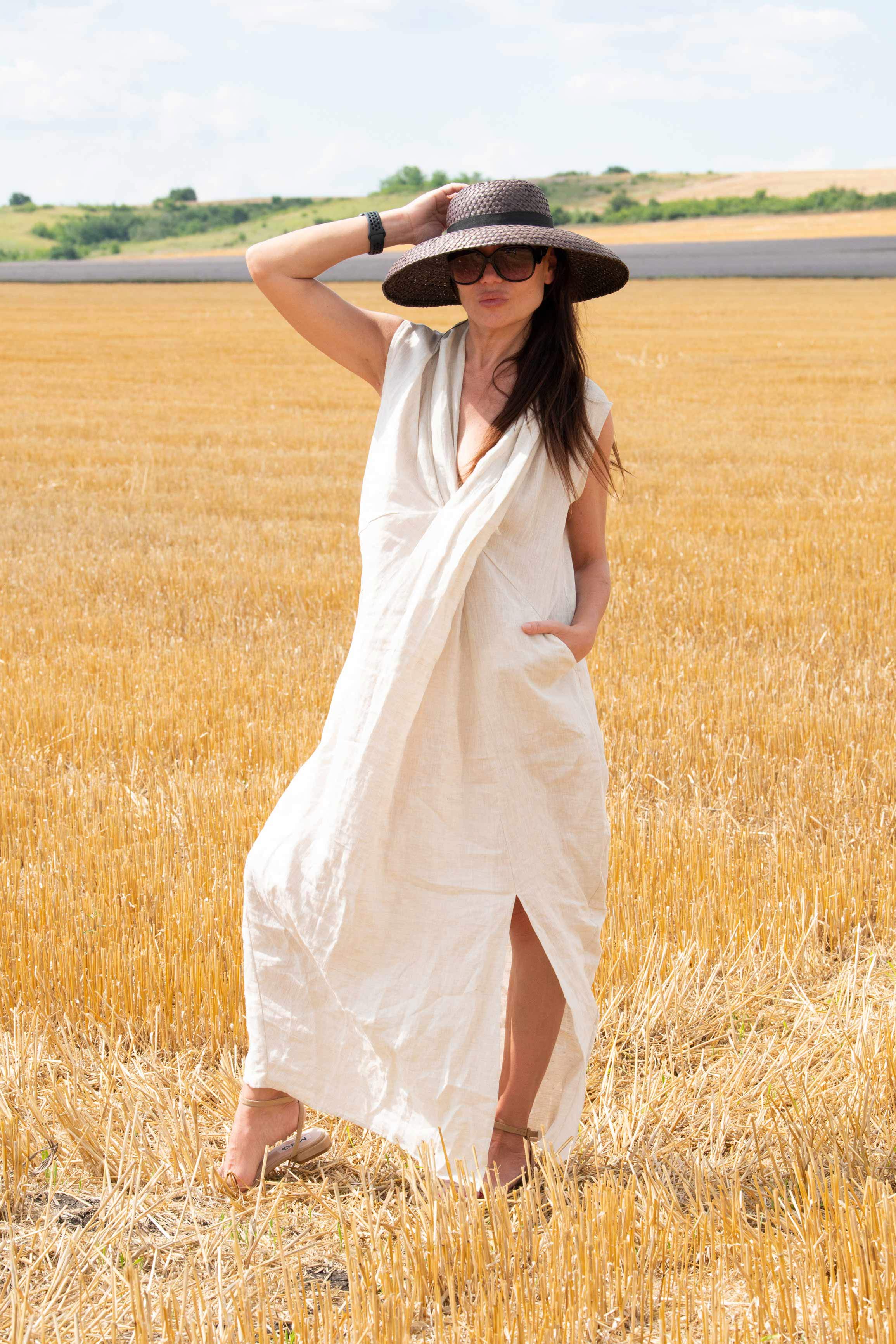 sleeveless linen dress - EUG fashon #natural