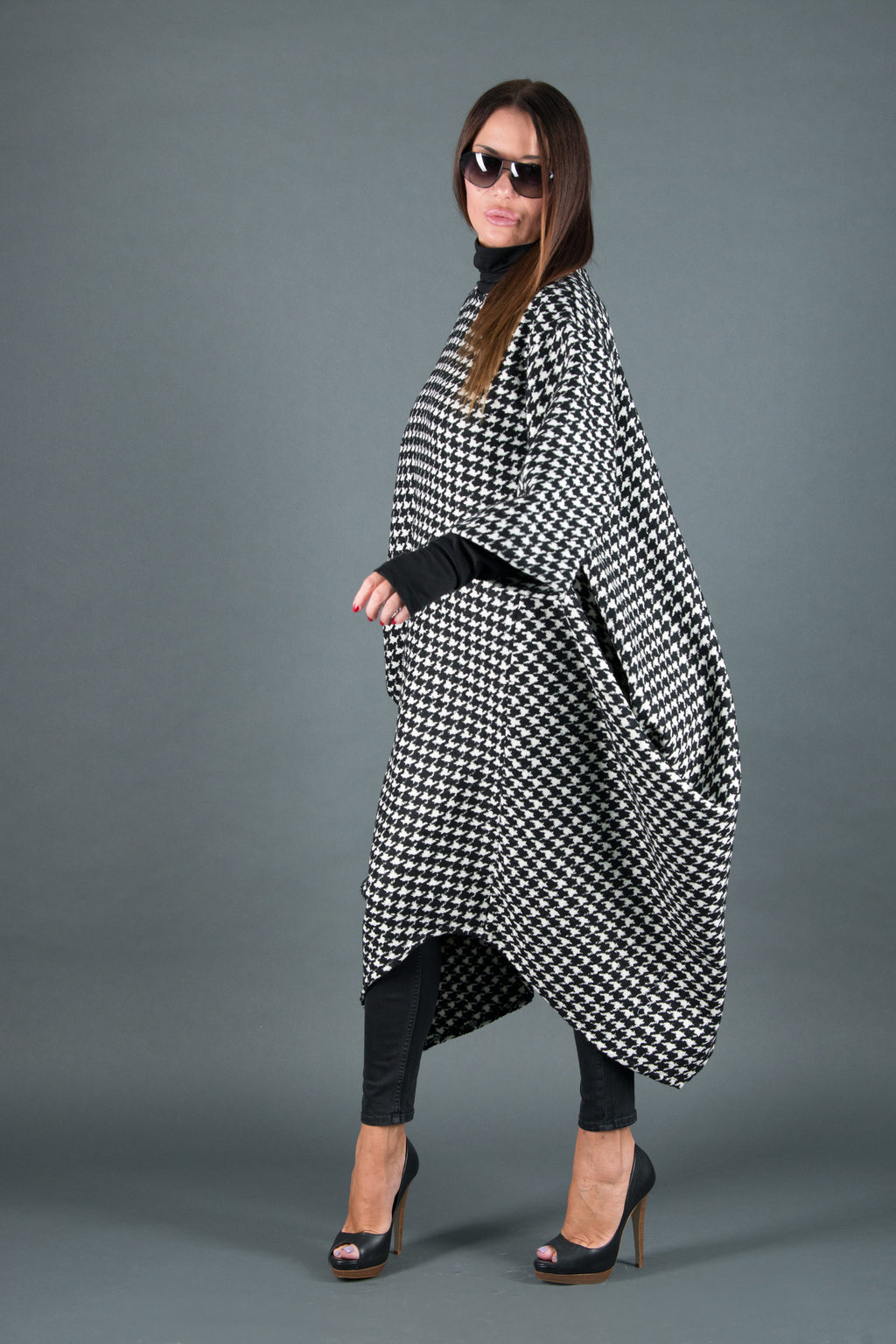 Houndstooth poncho dress Tracy - EUG Fashion