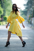a line cotton dress #yellow