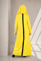 Yellow hooded maxi dress Ramy with African print - EUG Fashion
