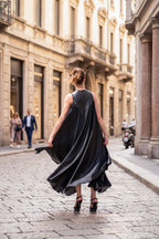 elegant black long a line dress