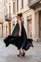 elegant black long a line dress