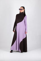 Light purple and chocolate brown A-line dress Vivian - EUG Fashion 
